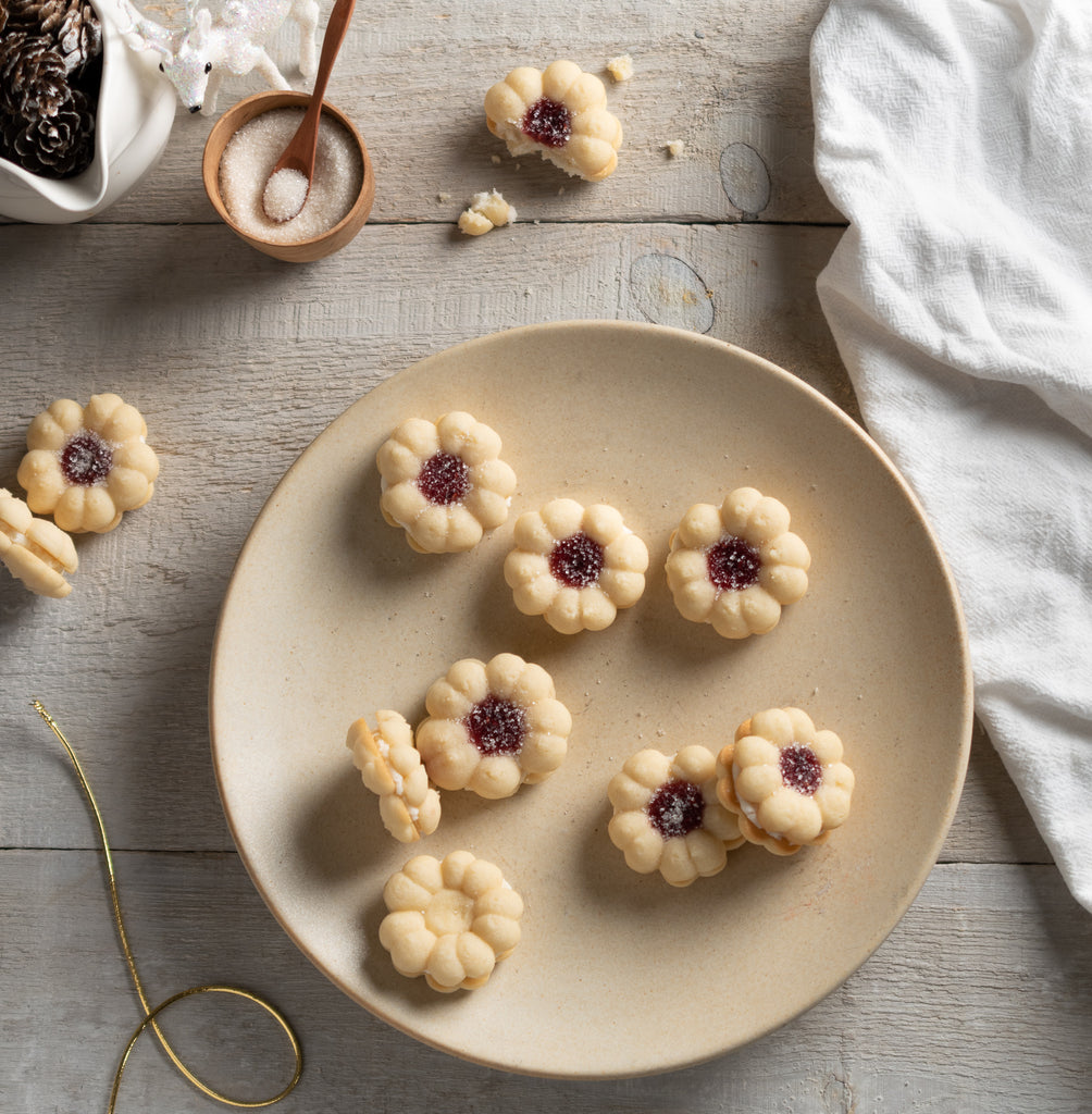 Raspberry Jam Spritz Sandwich – Razz Cookies